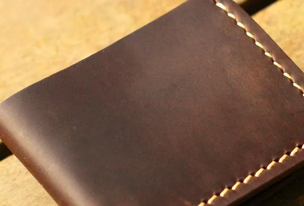 Genuine Leather Wallet Handmade Folded billfold Wallet Slim Wallet For Men