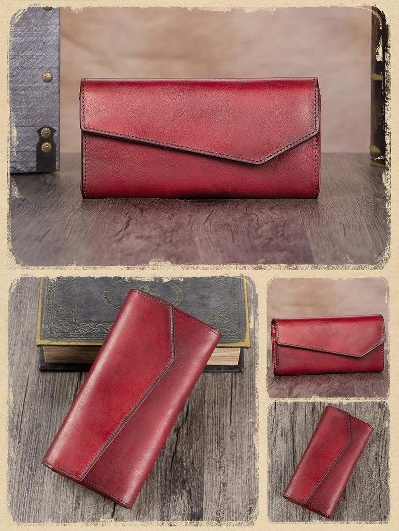 Genuine Leather Wallet Long Womens Wallet Leather Clutch Wallet