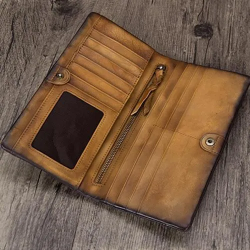 Geometric Womens Leather Long Clutch Wallet Long Bifold Wallet Purse for Ladies