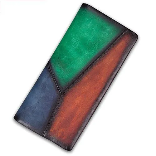 Geometric Womens Leather Long Clutch Wallet Long Bifold Wallet Purse for Ladies