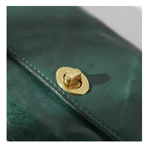 Green Vintage Womens Leather Long Wallet Clutch Wallet Green Checkbook Cards Holder Wallet Purse