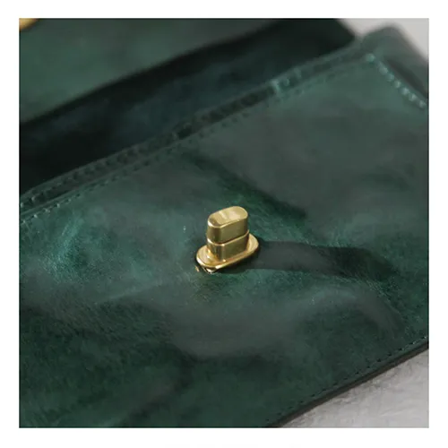Green Vintage Womens Leather Long Wallet Clutch Wallet Green Checkbook Cards Holder Wallet Purse