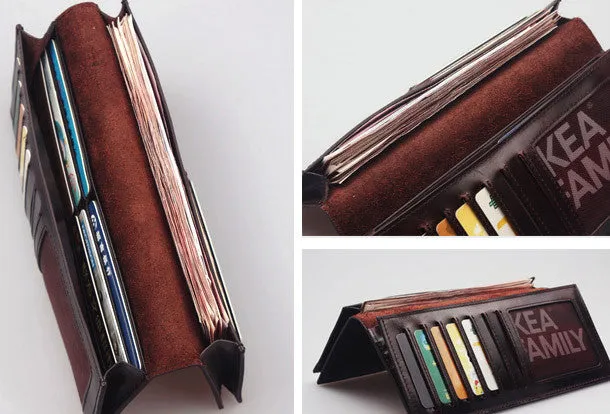 Handcraft vintage distress floral leather hand dyed long wallet for women girl lady