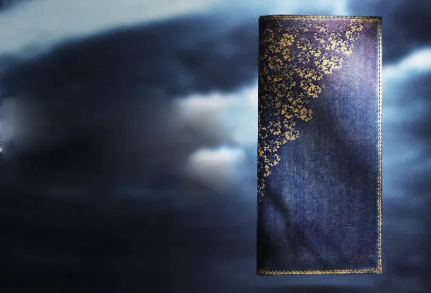 Handcraft vintage distress floral leather hand dyed long wallet for women girl lady