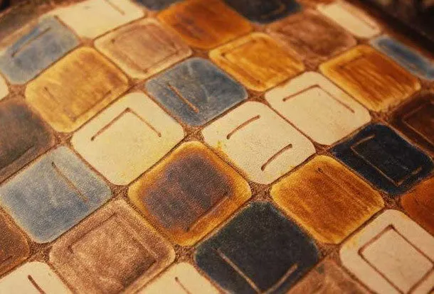 Handcraft vintage distress mosaic leather hand dyed long wallet for women/men