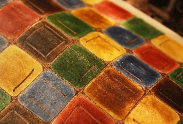 Handcraft vintage distress mosaic leather hand dyed long wallet for women/men