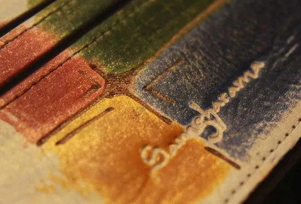 Handcraft vintage distress mosaic leather hand dyed long wallet for women/men