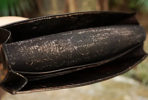 Handcraft vintage distress natural leather hand dyed long wallet for women