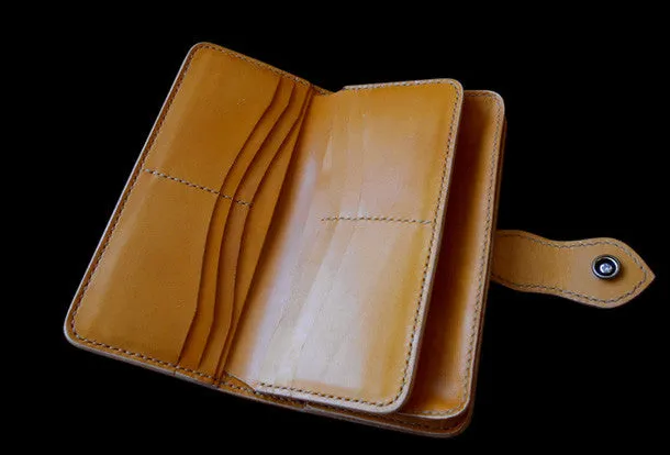 Handcraft vintage hand painting galloping horse leather long wallet for men(trifold)