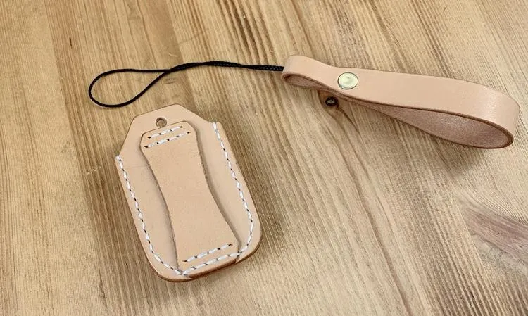 Handmade Beige Leather Mens Honda CR-V Odyssey Car Key Case Car Key Holder with Belt Loop/Belt Clip