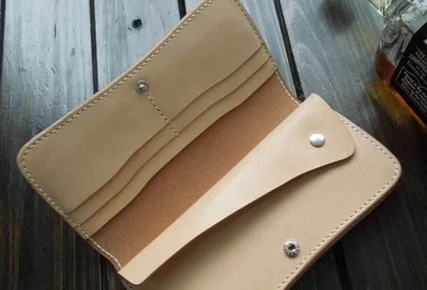 Handmade biker wallet carved trucker wallet chain leather long floral wallet for men