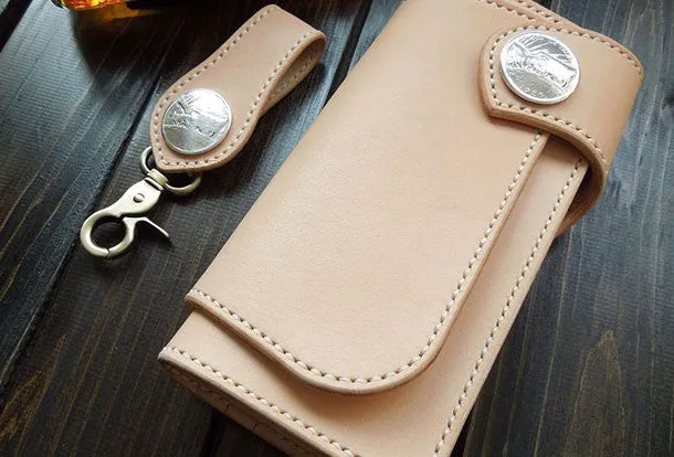 Handmade biker wallets leather chain wallet bifold trucker wallet Cool Long wallets for men