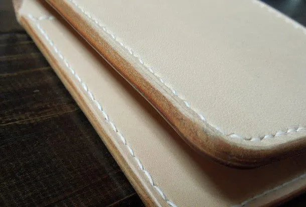 Handmade billfold leather wallet beige leather bifold biker wallet billfold wallet purse for men