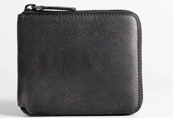 Handmade billfold wallet leather men zip multi cards vintage wallet for men