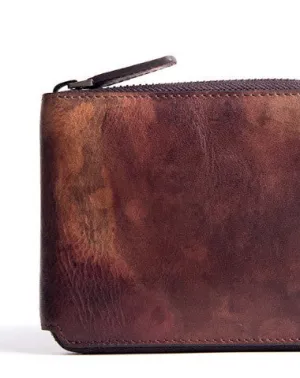 Handmade billfold wallet leather men zip multi cards vintage wallet for men