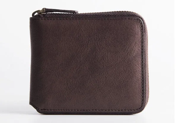 Handmade billfold wallet leather men zip multi cards vintage wallet for men