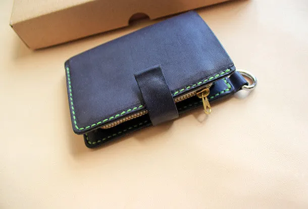 Handmade black fashion leather billfold ID card photo holder bifold wallet for women