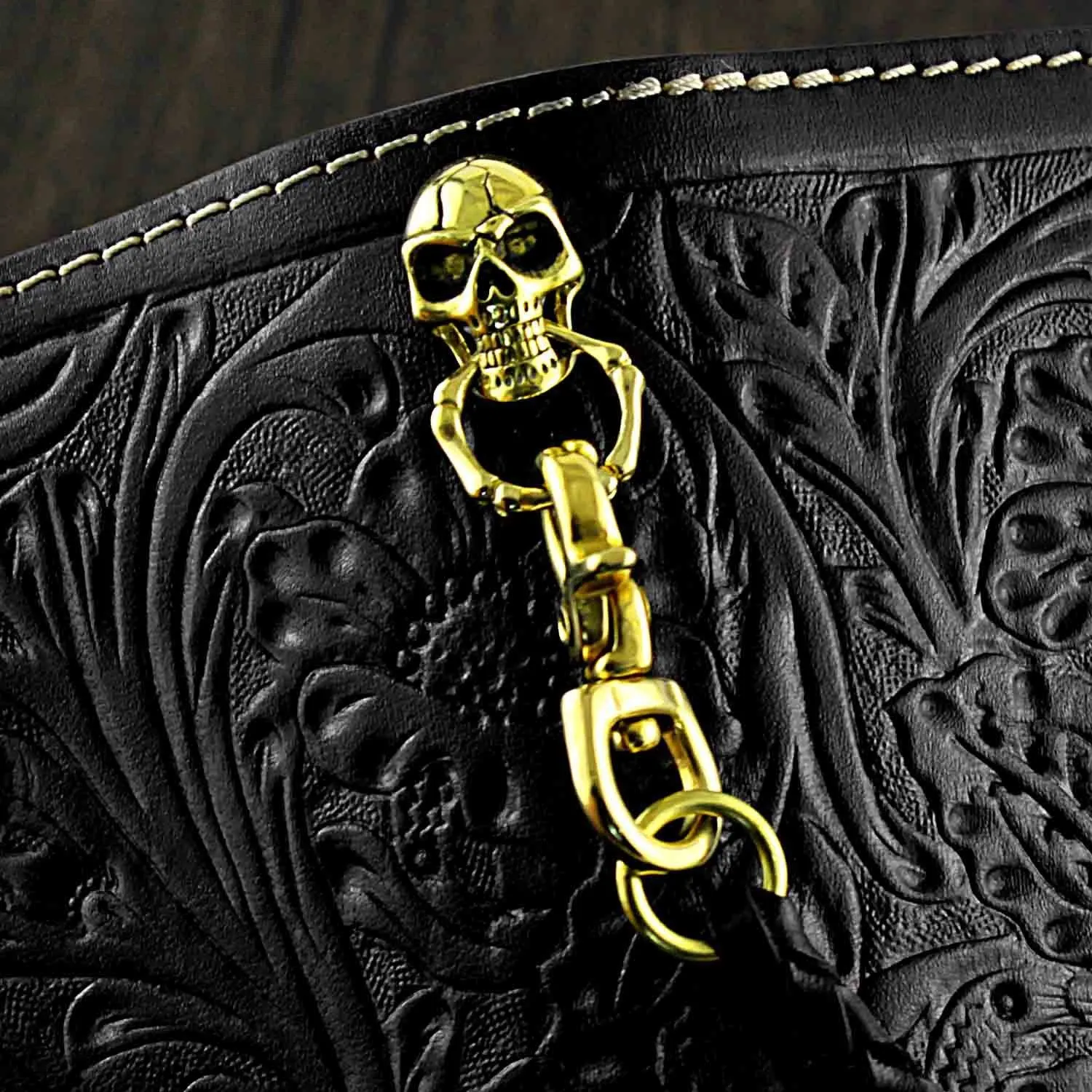 Handmade Black Leather Mens Biker Chain Wallet Biker wallet with Chain Long Wallet For Men