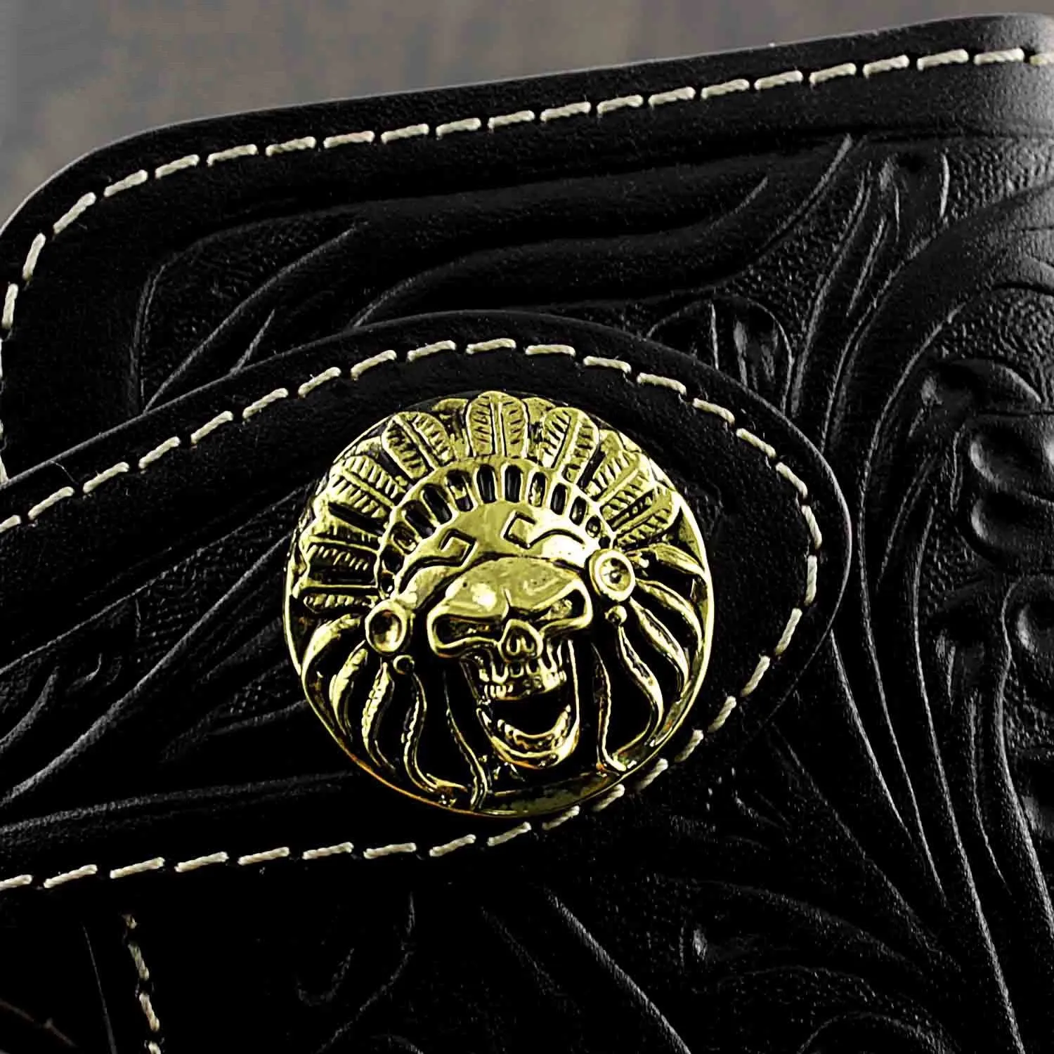 Handmade Black Leather Mens Biker Chain Wallet Biker wallet with Chain Long Wallet For Men