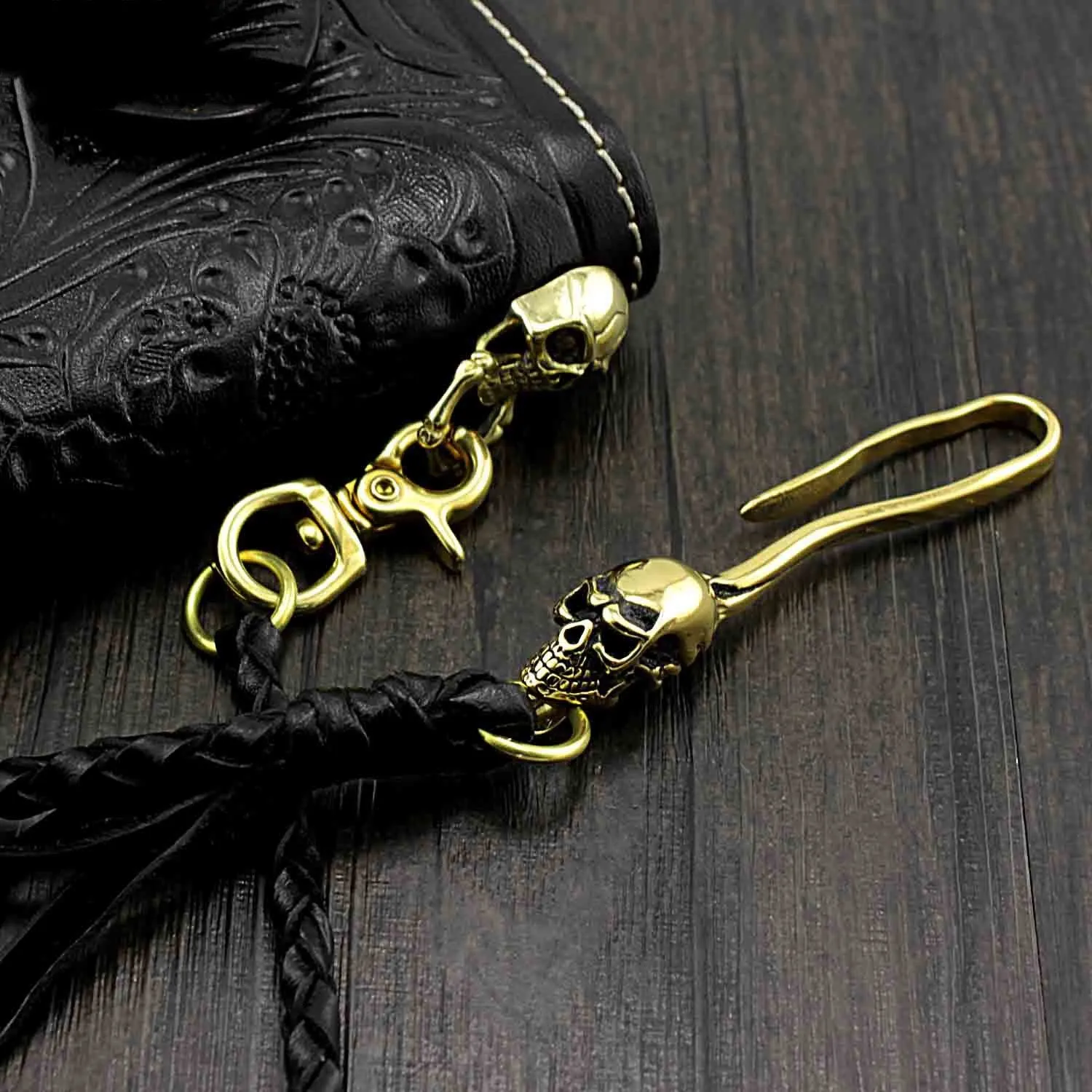 Handmade Black Leather Mens Biker Chain Wallet Biker wallet with Chain Long Wallet For Men