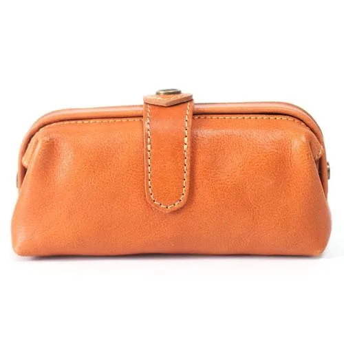 Handmade Brown Leather Long Wallet Clutch Makeup Purse Clutch For Women