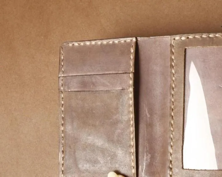 Handmade Coffee Leather Mens Small Trifold Wallet Cool billfold Wallet for Men