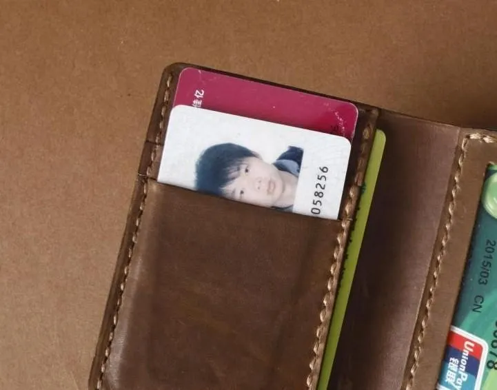 Handmade Coffee Leather Mens Small Trifold Wallet Cool billfold Wallet for Men