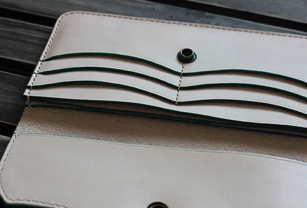 Handmade custom vintage purses leather wallets long phones wallets blue women