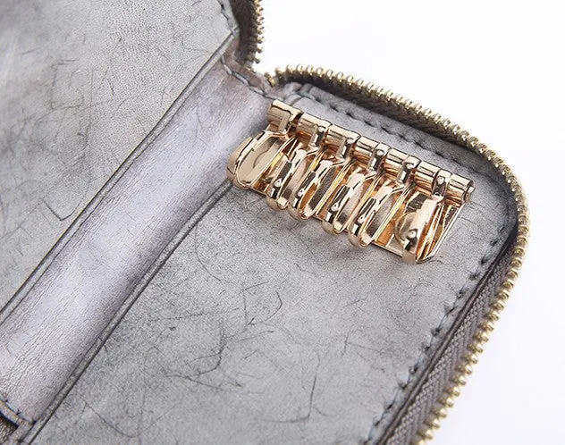 Handmade Cute LEATHER Womens Zipper Key Wallet Leather Key Holders FOR Women