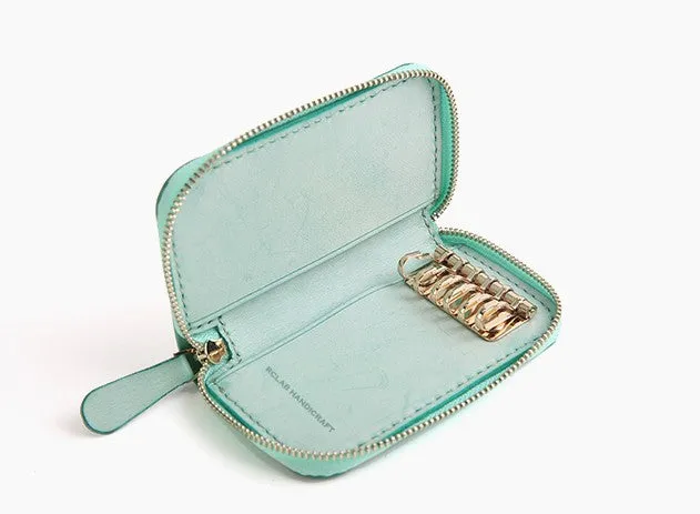 Handmade Cute LEATHER Womens Zipper Key Wallet Leather Key Holders FOR Women