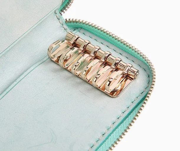 Handmade Cute LEATHER Womens Zipper Key Wallet Leather Key Holders FOR Women