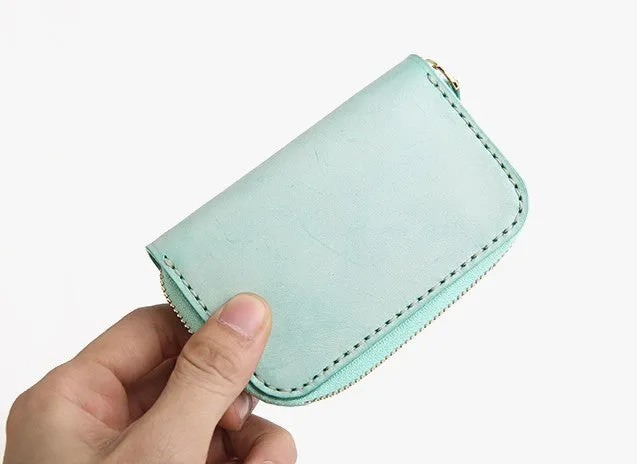 Handmade Cute LEATHER Womens Zipper Key Wallet Leather Key Holders FOR Women