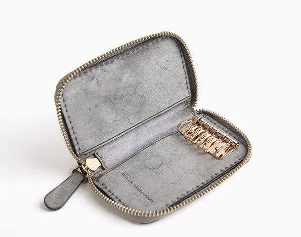 Handmade Cute LEATHER Womens Zipper Key Wallet Leather Key Holders FOR Women