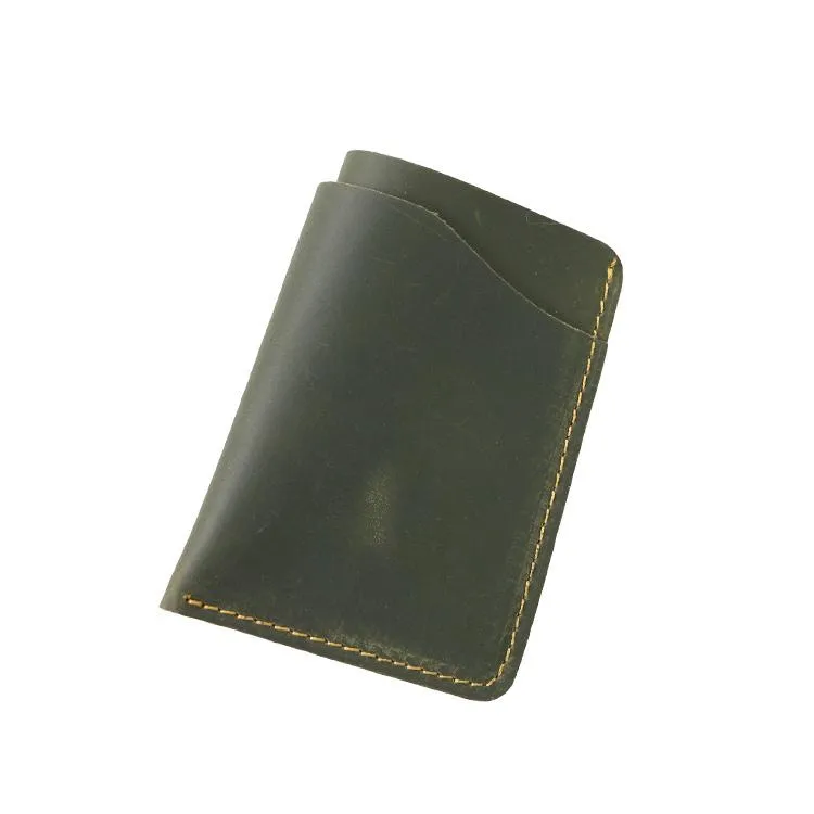 Handmade Dark Brown Leather Mens Card Holder Tan Card Holder Small Card Case For Men