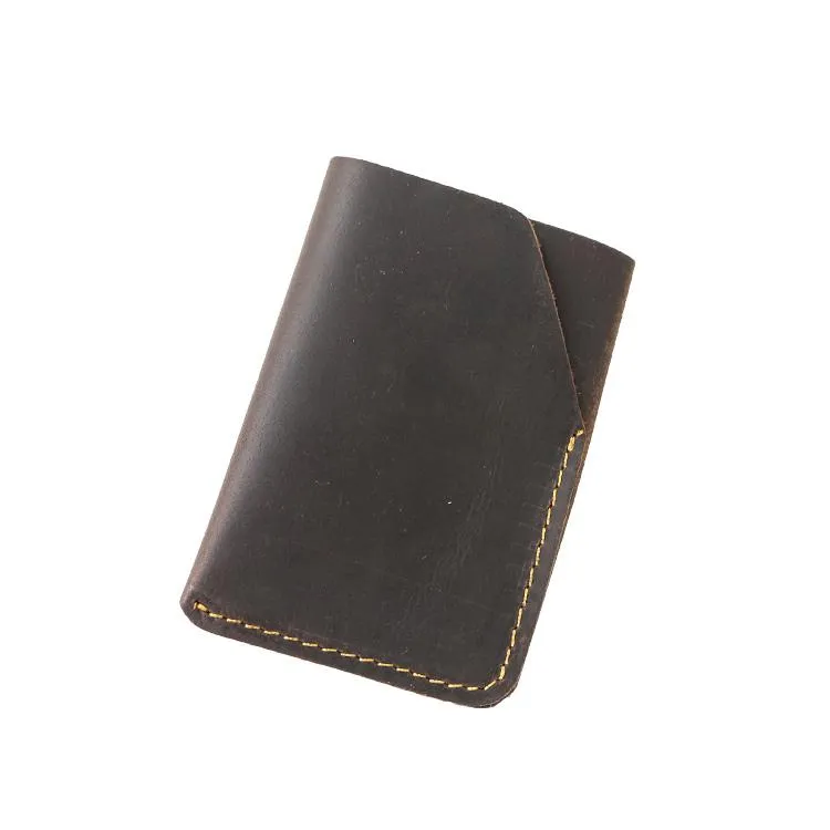 Handmade Dark Brown Leather Mens Card Holder Tan Card Holder Small Card Case For Men