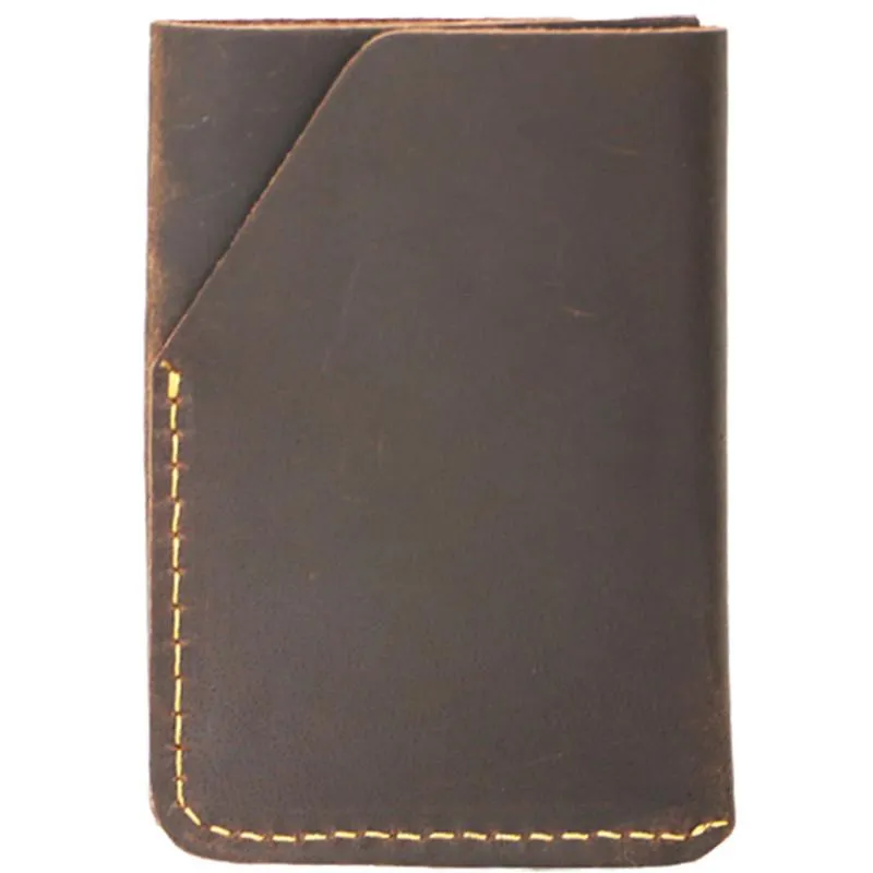 Handmade Dark Brown Leather Mens Card Holder Tan Card Holder Small Card Case For Men