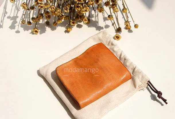 Handmade Genuine leather bifold billfold  purse wallet purse coin women