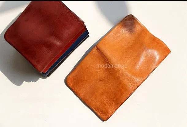 Handmade Genuine leather bifold billfold  purse wallet purse coin women