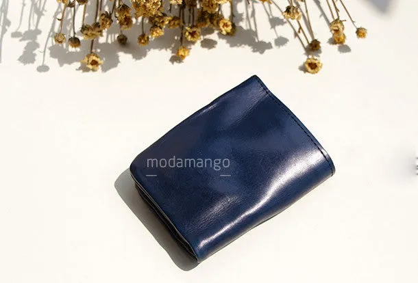 Handmade Genuine leather bifold billfold  purse wallet purse coin women