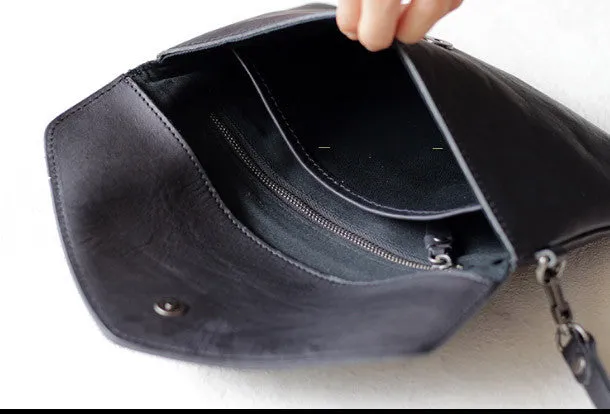 Handmade Genuine leather bifold envelope clutch purse Wristlet wallet purse clutch women