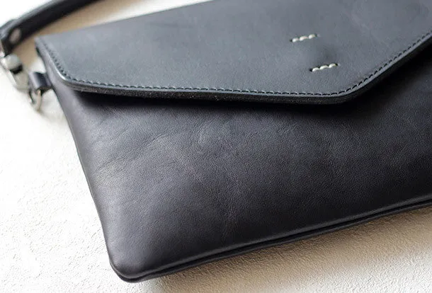 Handmade Genuine leather bifold envelope clutch purse Wristlet wallet purse clutch women