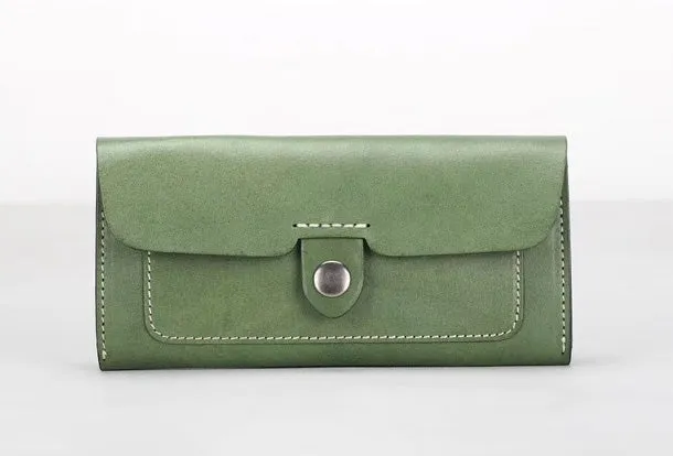 Handmade Genuine leather long wallet clutch wallet purse checkbook wallet women