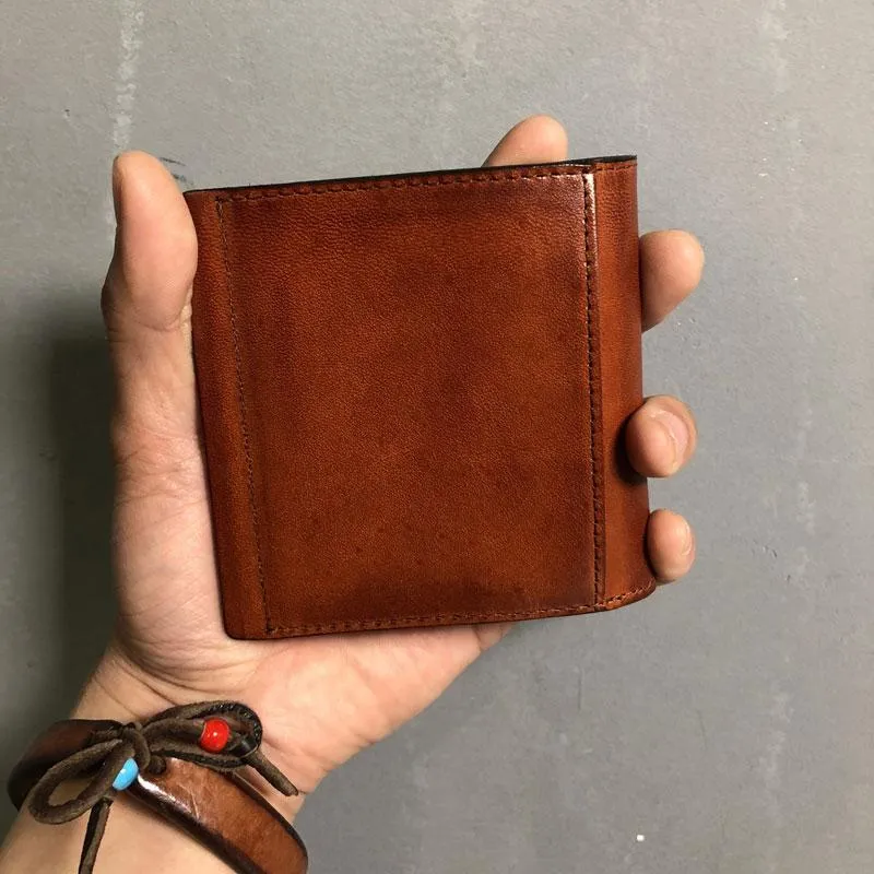 Handmade Genuine Leather Mens Cool Slim Leather Billfold Wallet Men billfold Wallets Bifold for Men
