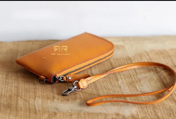Handmade Genuine leather phone clutch purse Wristlet wallet purse clutch women