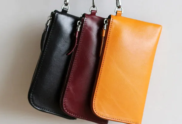 Handmade Genuine leather phone clutch purse Wristlet wallet purse clutch women