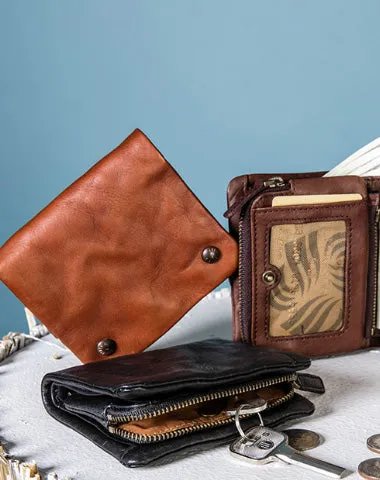 Handmade Genuine Leather Wallet billfold Leather Wallet Slim Bifold Wallet Bag For Women