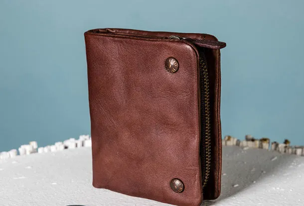 Handmade Genuine Leather Wallet billfold Leather Wallet Slim Bifold Wallet Bag For Women