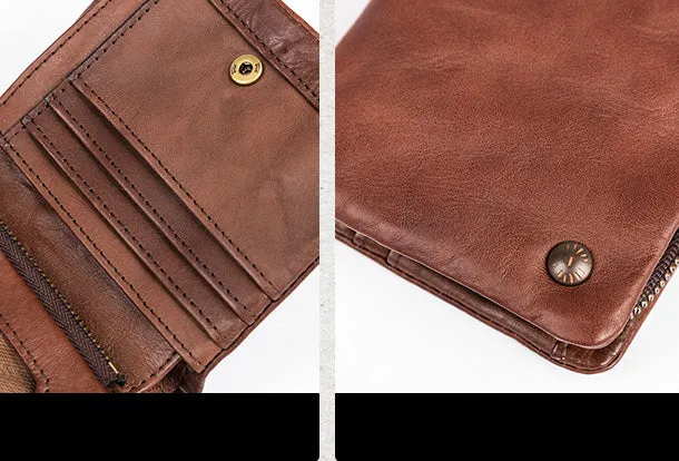 Handmade Genuine Leather Wallet billfold Leather Wallet Slim Bifold Wallet Bag For Women