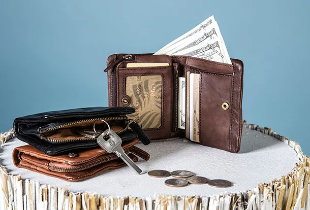 Handmade Genuine Leather Wallet billfold Leather Wallet Slim Bifold Wallet Bag For Women