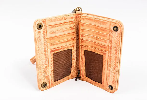 Handmade Genuine Leather Wallet billfold Leather Wallet Slim Bifold Wallet Wristlet Bag For Women